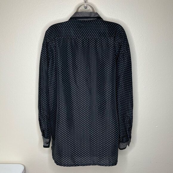 Vintage 90s The Limited Silk Black White Polka Dot Long Sleeve Shirt Women Large - Picture 5 of 12
